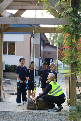 Meadowridge School students learning outside